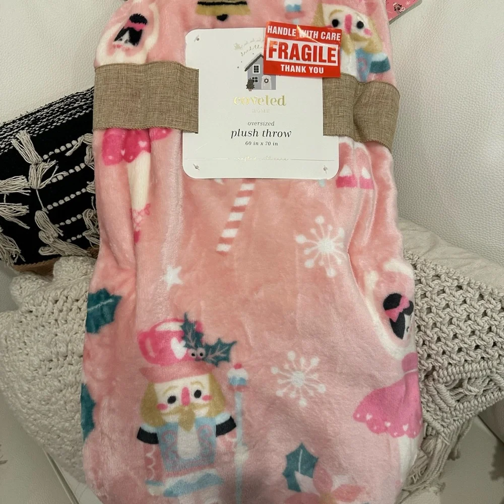 Cozy Pink Nutcracker Ballerina Oversized Plush Throw Blanket